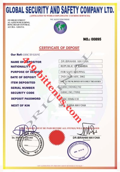 Deposite Certificate